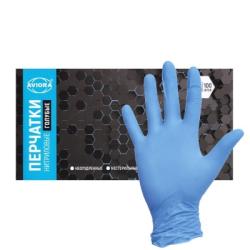 Перчатки нитриловые неопудренные смотровые Авиора S голубые (100шт) (1000ту)
