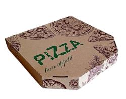 Коробка для пиццы 250х250х45мм микрогофра с печатью бурая МФГ (50ту)
