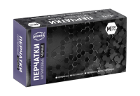 Перчатки нитриловые неопудренные смотровые Авиора M черные 4,3гр (100шт) (1000ту)