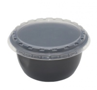 Тарелка суповая М-132-500мл с крышкой черная Упакс-Юнити (600шт)