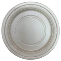 Тарелка биоразлагаемая Д-180мм круглая из кукурузного крахмала бежевая (50шт) (500шт)