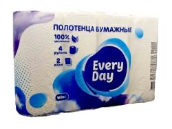 Полотенца бумажные 2-х слойные ЭВРИДЕЙ Вилоу 4 рулона по 15м (8ту)