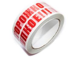 Скотч 48мм х 60м ОСТОРОЖНО ХРУПКОЕ (белый/желтый, красная печать) 43мкм (6рул) (36ту)