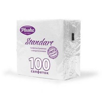 Салфетки 24х24см 1-слойные Плюше Стандарт 100л белые (20ту)