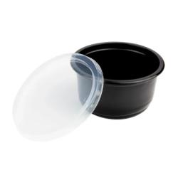 Контейнер круглый с крышкой 0,350л черный (d-115) Д-полимер (500ту)