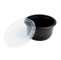 Контейнер круглый с крышкой 0,350л черный (d-115) Д-полимер (500ту)