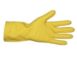 Перчатки резиновые (латексные) с хлопковым напылением L желтые 5 ЗВЕЗД (12пар) (120ту)