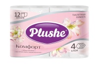 Туалетная бумага 4-слойная Плюше Комфорт 16м (12рул) (12ту)