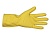 Перчатки резиновые (латексные) с хлопковым напылением L желтые 5 ЗВЕЗД (12пар) (120ту)